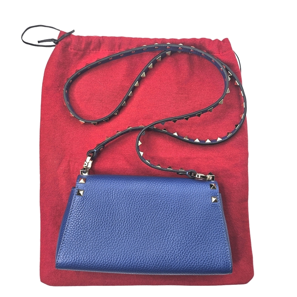 Valentino Garavani Blue Leather Rockstud Crossbody Bag - Picture 3 of 11